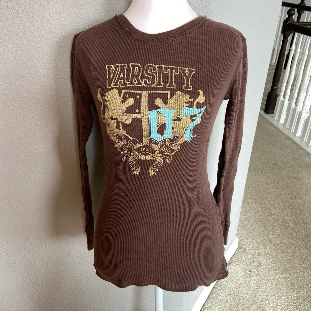 LEI Brown Varsity Graphic Long Sleeve Tee